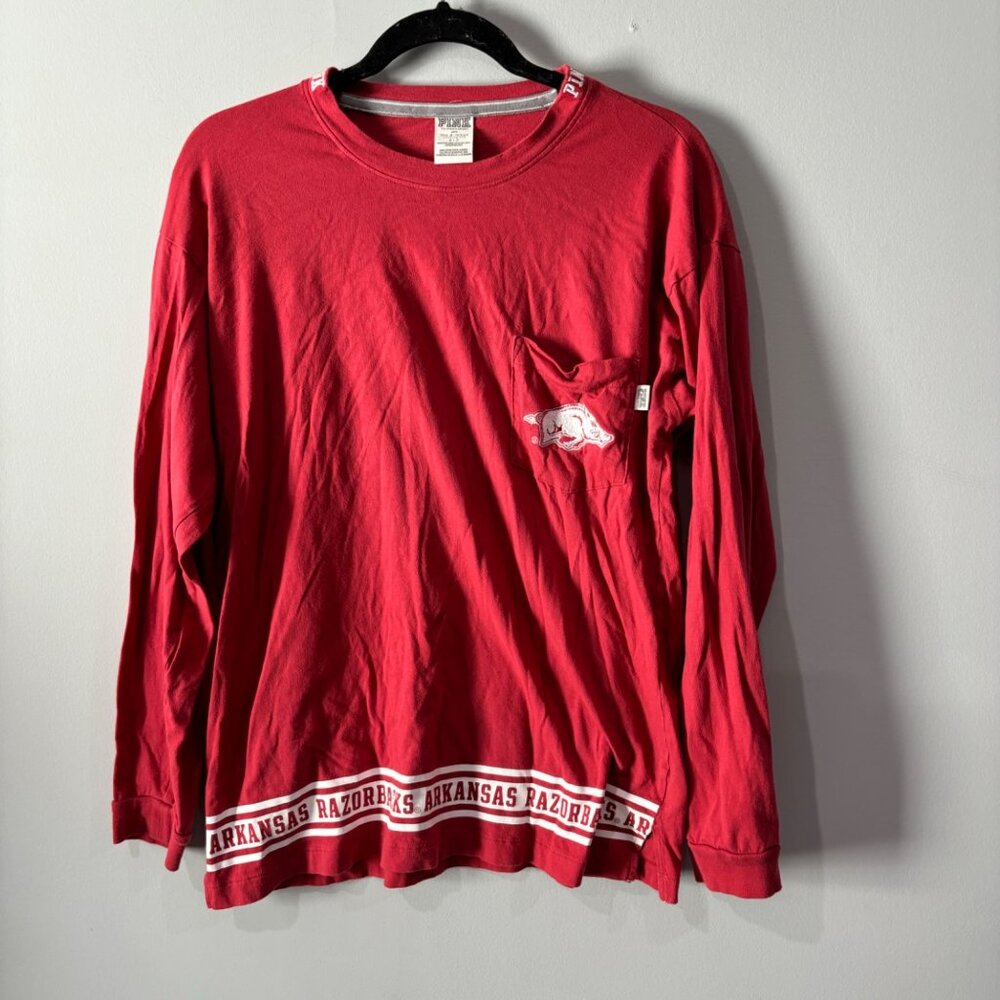 Victoria Secret PINK Arkansas Razorbacks Long Sleeve Shirt Size S